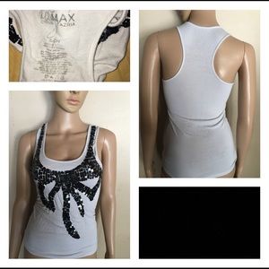 White & Black Bow Tank Top